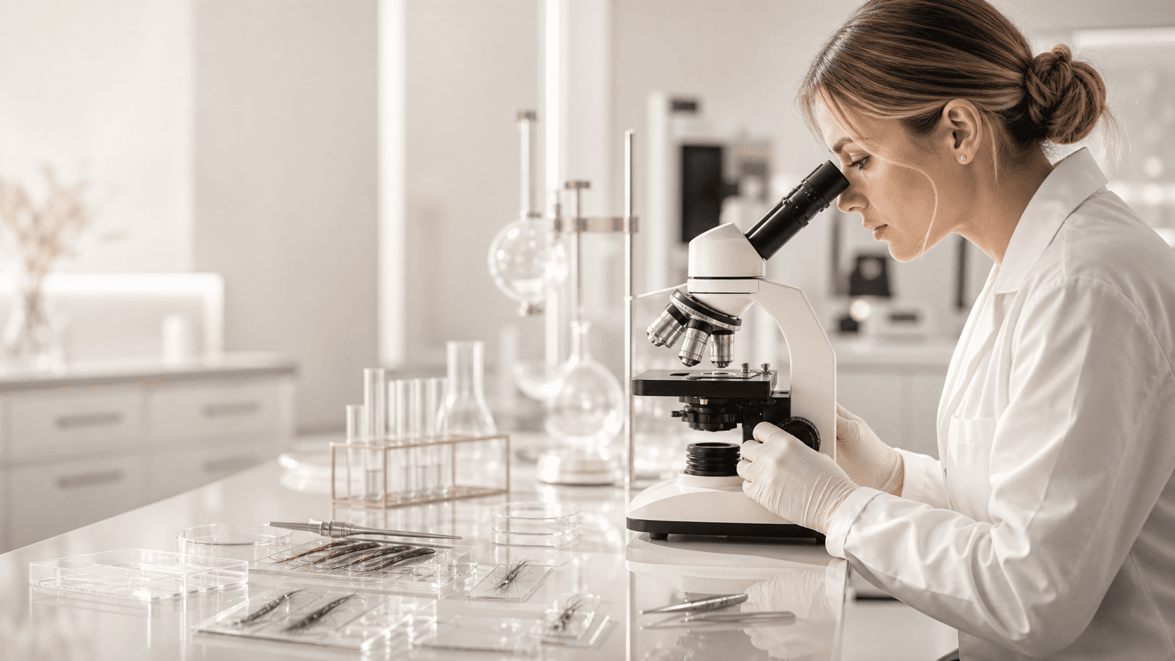FOLLICA cercetare pe firul de păr la microscop